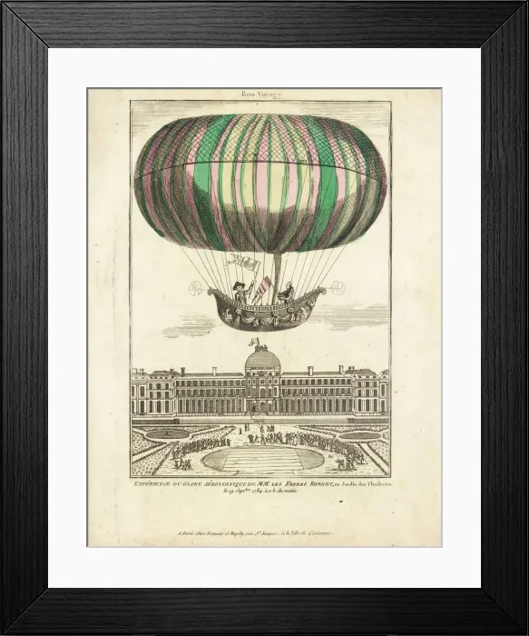 Framed Print : Balloon ascent from Tuileries Gardens, Paris Framed Print : Balloon ascent from Tuileries Gardens, Paris