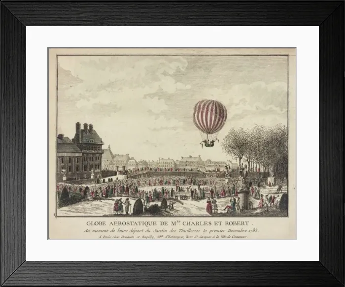 Framed Print : Balloon ascent from Tuileries Gardens, Paris Framed Print : Balloon ascent from Tuileries Gardens, Paris
