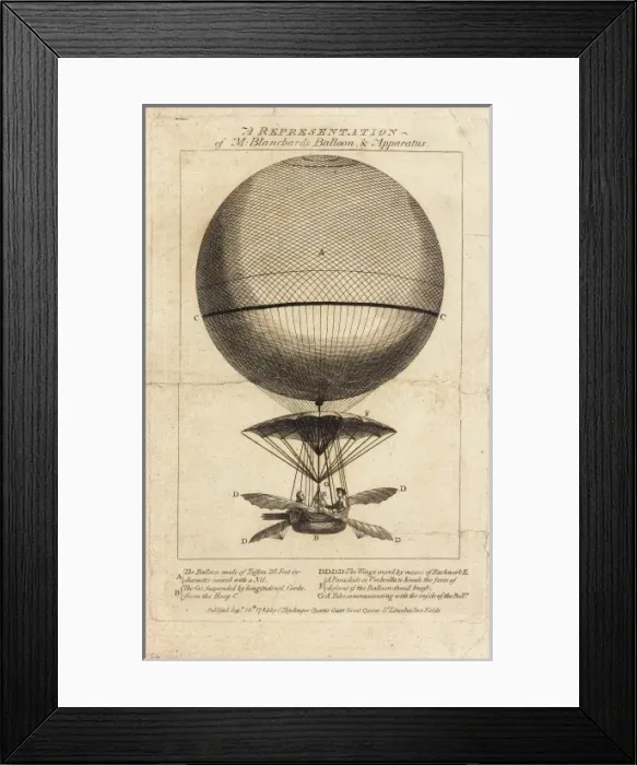 Framed Print : Blanchards balloon and apparatus Framed Print : Blanchards balloon and apparatus