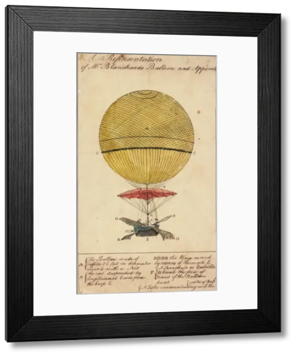 Framed Print : Blanchards balloon and apparatus Framed Print : Blanchards balloon and apparatus