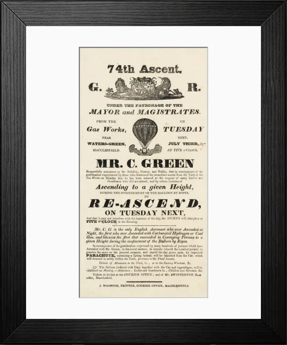 Framed Print : Balloon event, Charles Green, Macclesfield Framed Print : Balloon event, Charles Green, Macclesfield