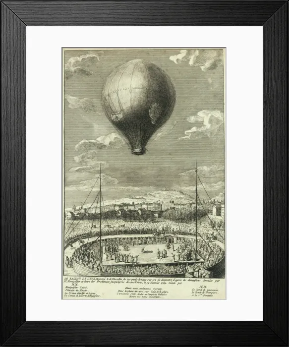 Framed Print : Balloon ascent over Lyons, France Framed Print : Balloon ascent over Lyons, France