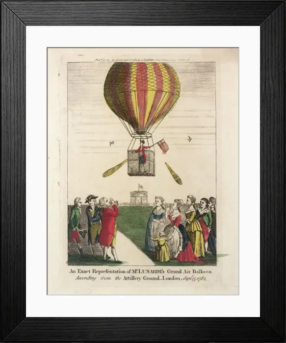 Framed Print : Balloon ascent of Lunardi, Artillery Ground Framed Print : Balloon ascent of Lunardi, Artillery Ground