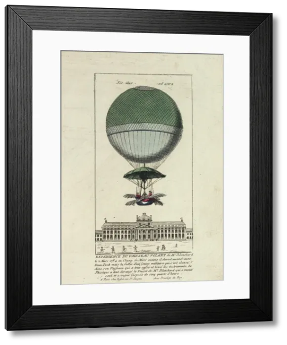 Framed Print : Balloon ascent by Blanchard, Champ de Mars, Paris Framed Print : Balloon ascent by Blanchard, Champ de Mars, Paris