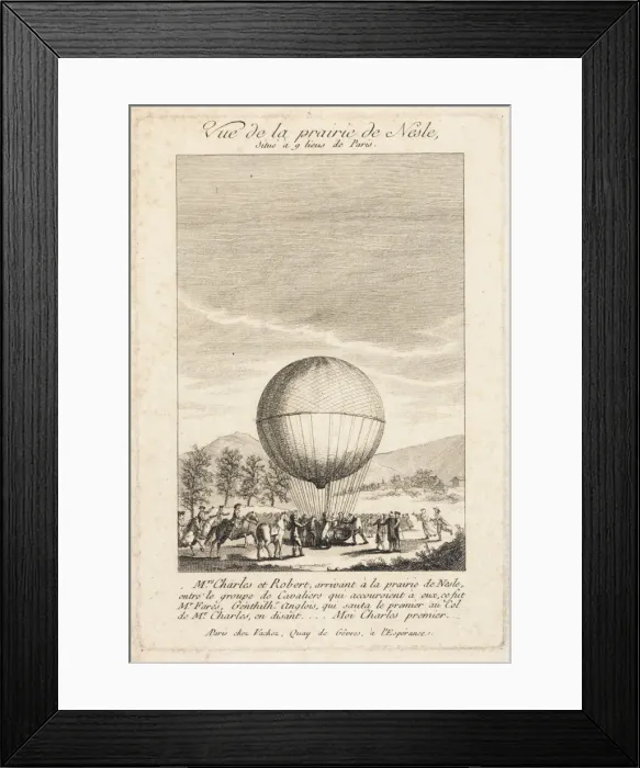 Framed Print : Balloon descent, Prairie de Nesle, France Framed Print : Balloon descent, Prairie de Nesle, France