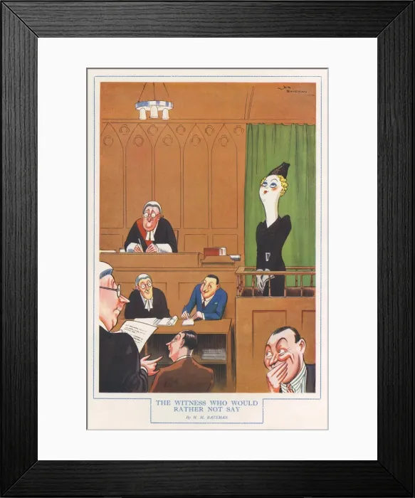 Framed Print : The Witness Who Would Rather Not Say by H. M. Bateman Framed Print : The Witness Who Would Rather Not Say by H. M. Bateman