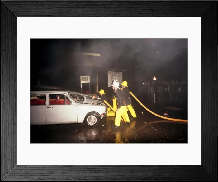 Framed Print : Broadwater Farm Riots - London Fire Brigade Framed Print : Broadwater Farm Riots - London Fire Brigade