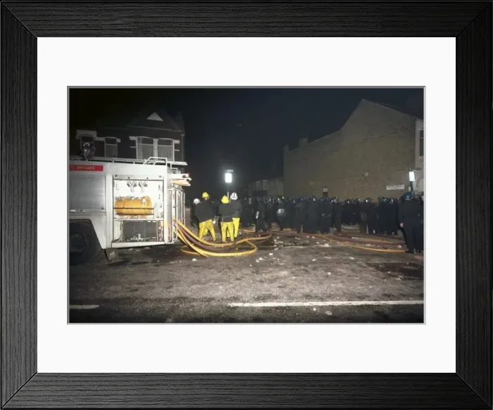 Framed Print : Broadwater Farm Riots - London Fire Brigade Framed Print : Broadwater Farm Riots - London Fire Brigade