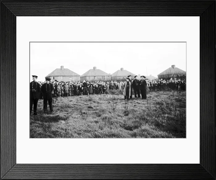 Framed Print : LCC-LFB uniformed firemen and large crowd Framed Print : LCC-LFB uniformed firemen and large crowd
