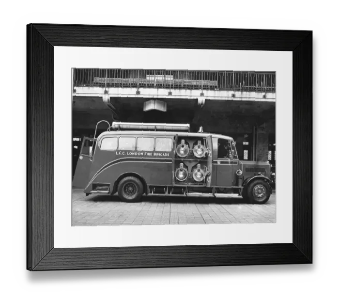 Framed Print : LCC-LFB emergency tender at Lambeth fire station Framed Print : LCC-LFB emergency tender at Lambeth fire station