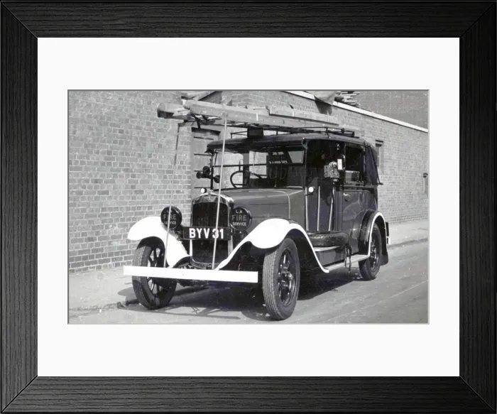 Framed Print : LCC-LFB taxi converted for fire brigade use, WW2 Framed Print : LCC-LFB taxi converted for fire brigade use, WW2