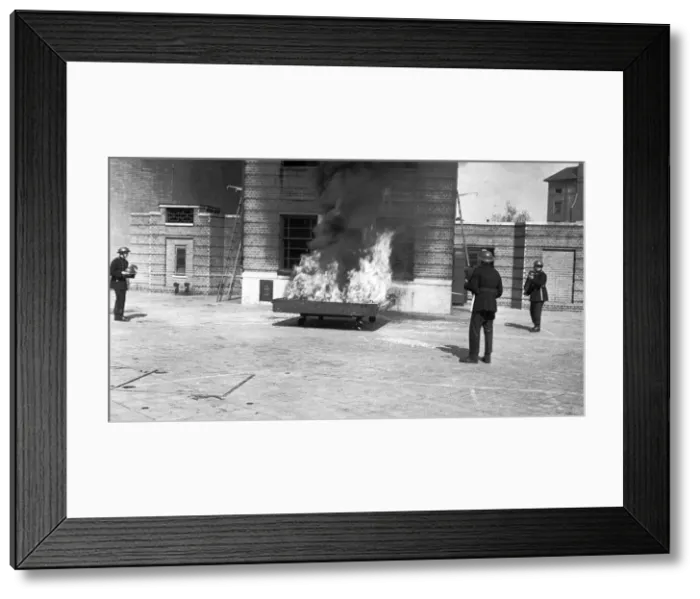 Framed Print : Firefighters tackle oil tray fire, Lambeth HQ Framed Print : Firefighters tackle oil tray fire, Lambeth HQ