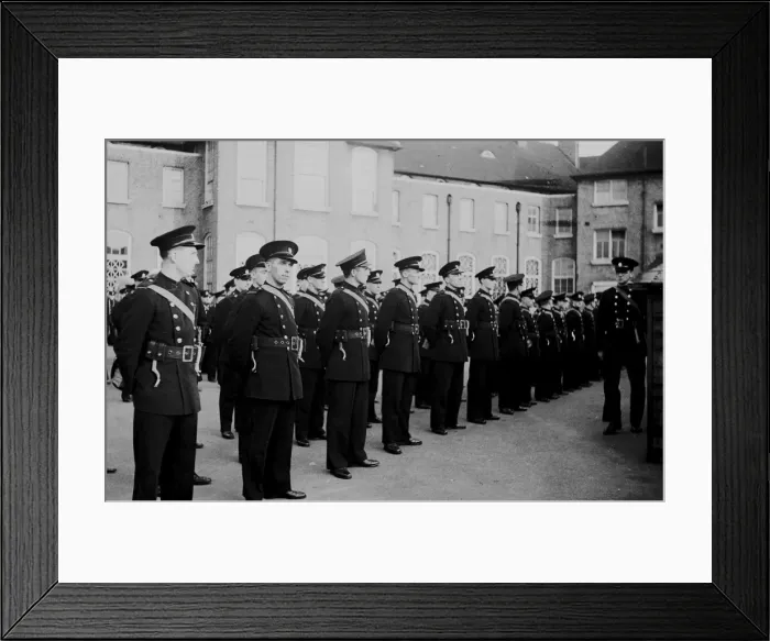 Framed Print : Firefighters parade prior to march through SE London, WW2 Framed Print : Firefighters parade prior to march through SE London, WW2