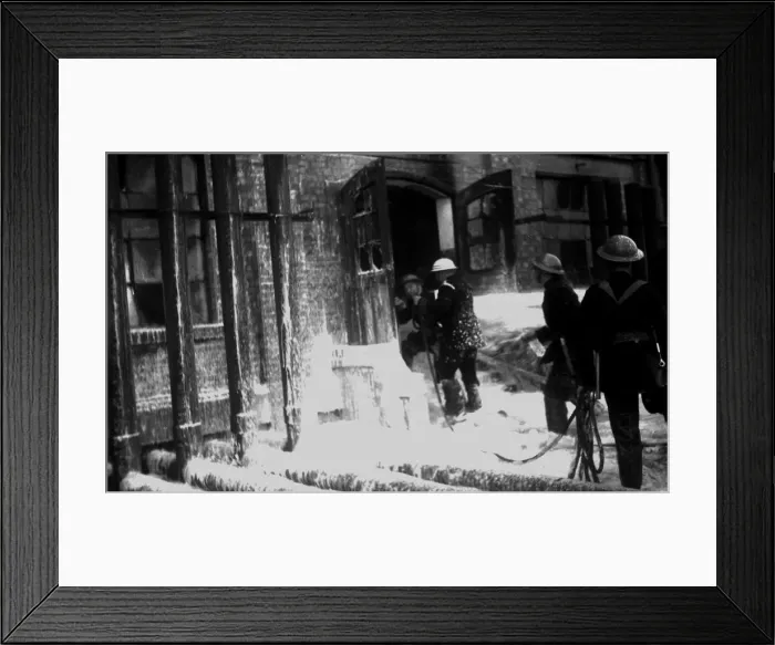 Framed Print : Foam applied at oil tank fire, Thames Haven, WW2 Framed Print : Foam applied at oil tank fire, Thames Haven, WW2