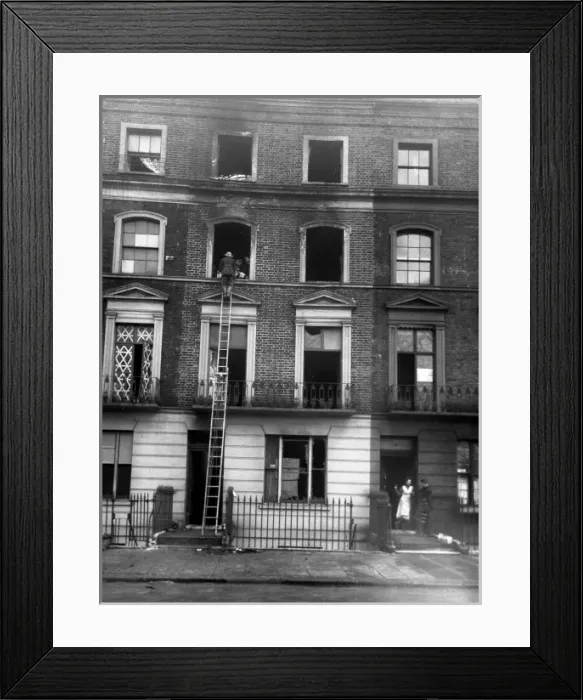 Framed Print : Blitz in London -- house gutted by fire, WW2 Framed Print : Blitz in London -- house gutted by fire, WW2