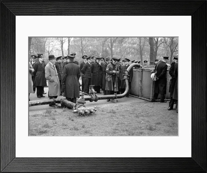 Framed Print : Blitz in London -- emergency water mains for firefighting Framed Print : Blitz in London -- emergency water mains for firefighting