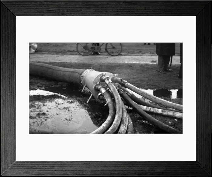 Framed Print : Blitz in London -- emergency water mains for firefighting Framed Print : Blitz in London -- emergency water mains for firefighting