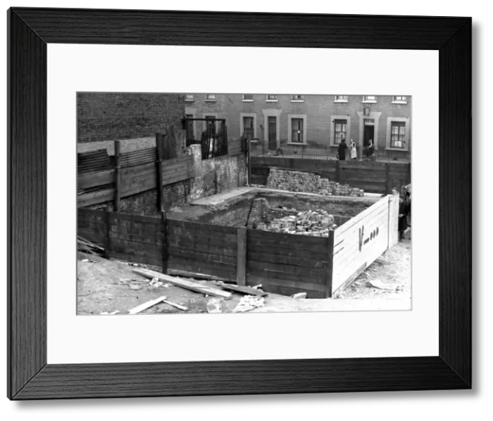 Framed Print : Construction of an EWS dam, Abbey Street, Bermondsey Framed Print : Construction of an EWS dam, Abbey Street, Bermondsey