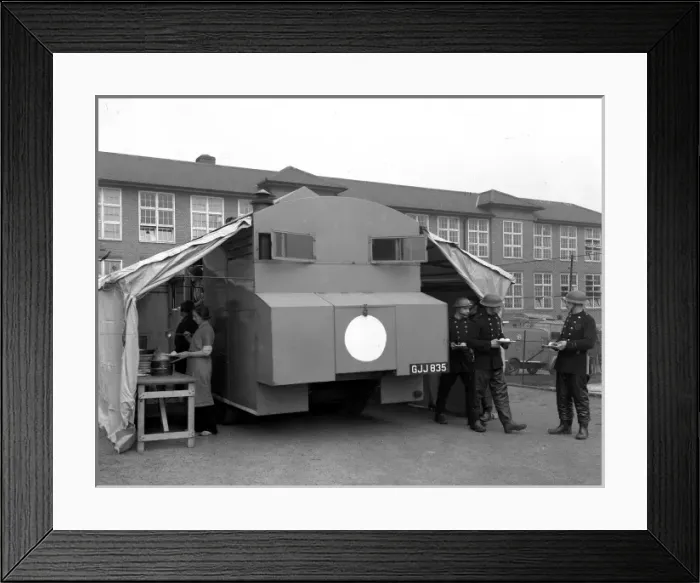 Framed Print : NFS (London Region) mobile kitchen vehicle, WW2 Framed Print : NFS (London Region) mobile kitchen vehicle, WW2