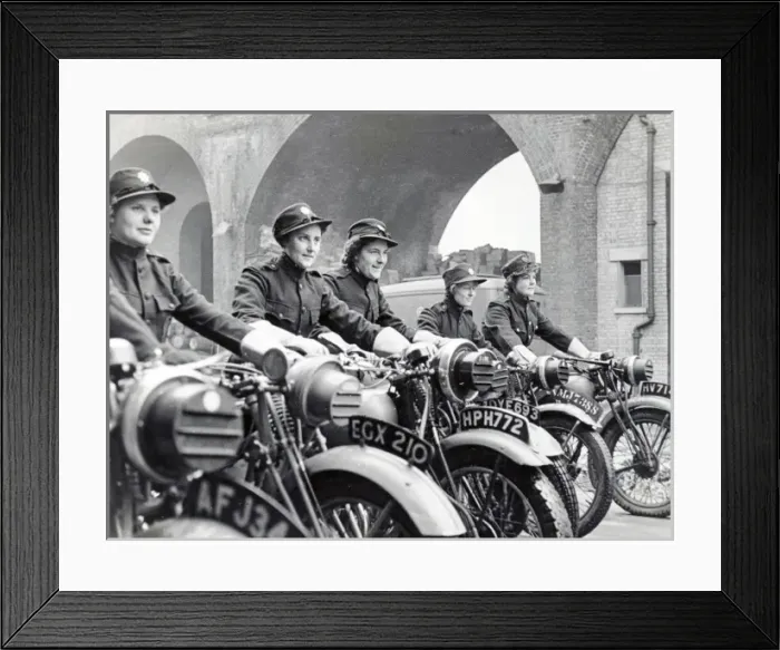 Framed Print : NFS women in dispatch rider training, WW2 Framed Print : NFS women in dispatch rider training, WW2