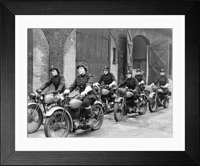 Framed Print : NFS women in dispatch rider training, WW2 Framed Print : NFS women in dispatch rider training, WW2