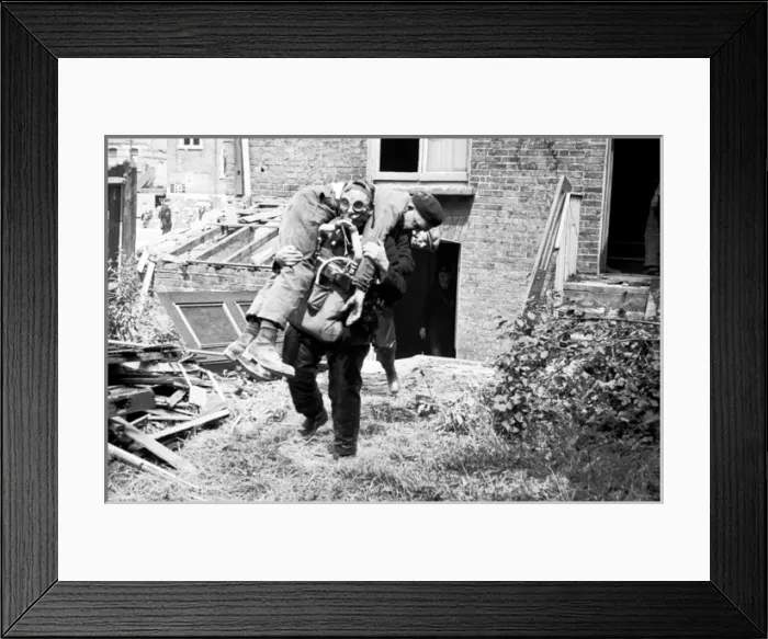Framed Print : Combined Civil Defence exercise, WW2 Framed Print : Combined Civil Defence exercise, WW2