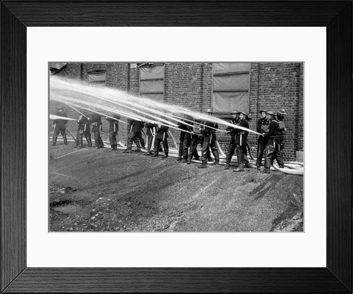 Framed Print : NFS (London Region) water relay exercise, WW2 Framed Print : NFS (London Region) water relay exercise, WW2