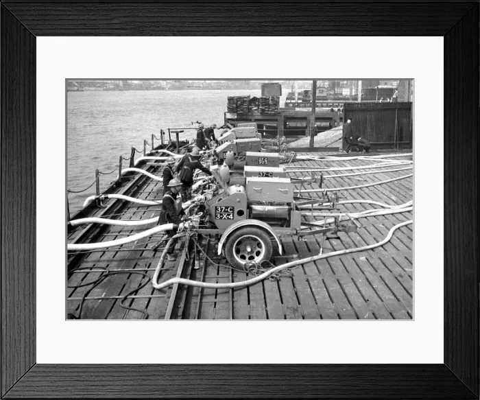 Framed Print : NFS (London Region) water relay exercise, WW2 Framed Print : NFS (London Region) water relay exercise, WW2