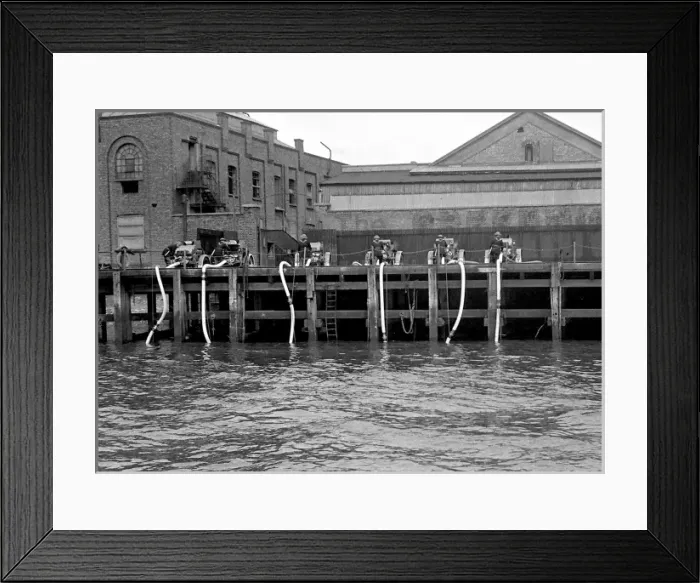 Framed Print : NFS (London Region) water relay exercise, WW2 Framed Print : NFS (London Region) water relay exercise, WW2