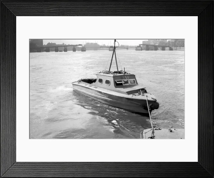 Framed Print : NFS (London Region) fire float on the Thames, WW2 Framed Print : NFS (London Region) fire float on the Thames, WW2