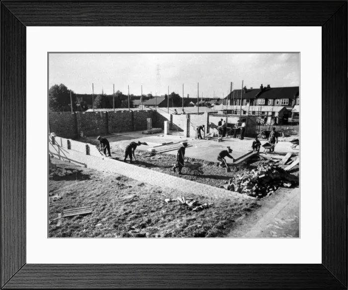 Framed Print : Building a new NFS fire station, Rudolph Road, Bushey, WW2 Framed Print : Building a new NFS fire station, Rudolph Road, Bushey, WW2