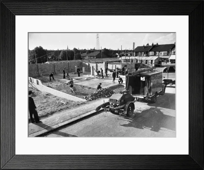 Framed Print : Building a new NFS fire station, Rudolph Road, Bushey, WW2 Framed Print : Building a new NFS fire station, Rudolph Road, Bushey, WW2