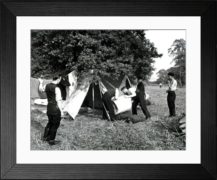 Framed Print : Firefighters at a training camp, WW2 Framed Print : Firefighters at a training camp, WW2
