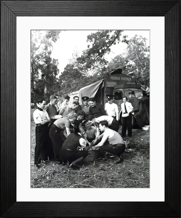 Framed Print : NFS firefighters at a training camp, WW2 Framed Print : NFS firefighters at a training camp, WW2
