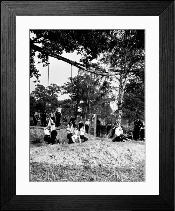 Framed Print : NFS firefighters at a training camp, WW2 Framed Print : NFS firefighters at a training camp, WW2