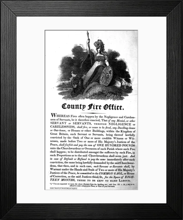 Framed Print : 19th century Insurance Company Fire Notice Framed Print : 19th century Insurance Company Fire Notice