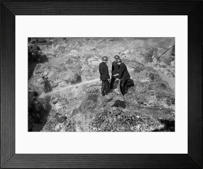 Framed Print : Aftermath of a fire, Fire Force Area 34, WW2