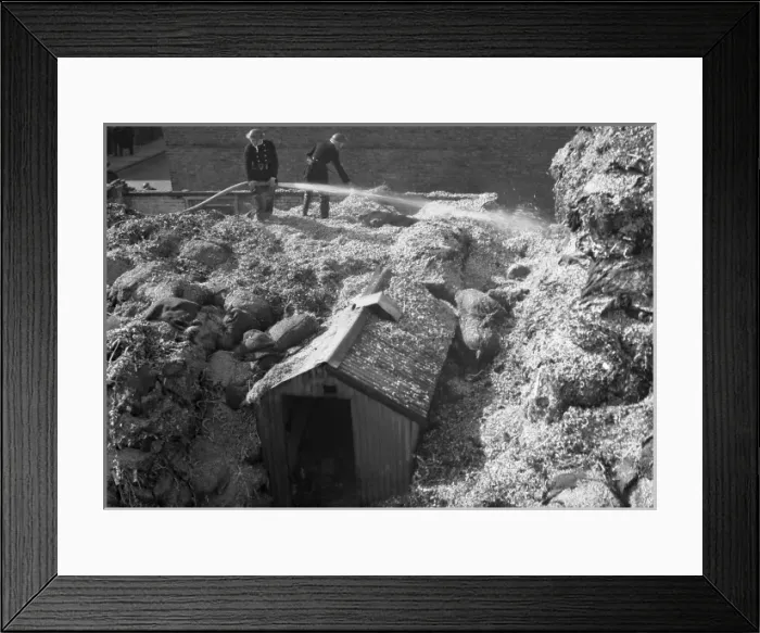 Framed Print : Aftermath of a fire, Fire Force Area 34, WW2 Framed Print : Aftermath of a fire, Fire Force Area 34, WW2