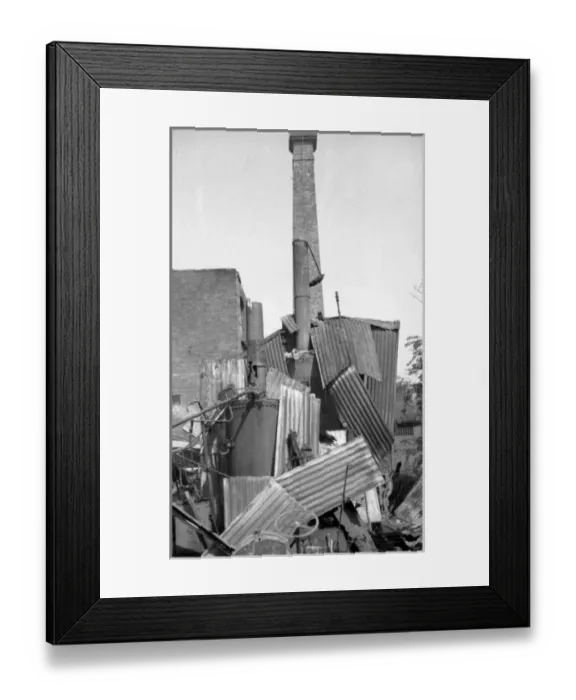 Framed Print : Aftermath of a factory fire, Fire Force Area 34, WW2 Framed Print : Aftermath of a factory fire, Fire Force Area 34, WW2