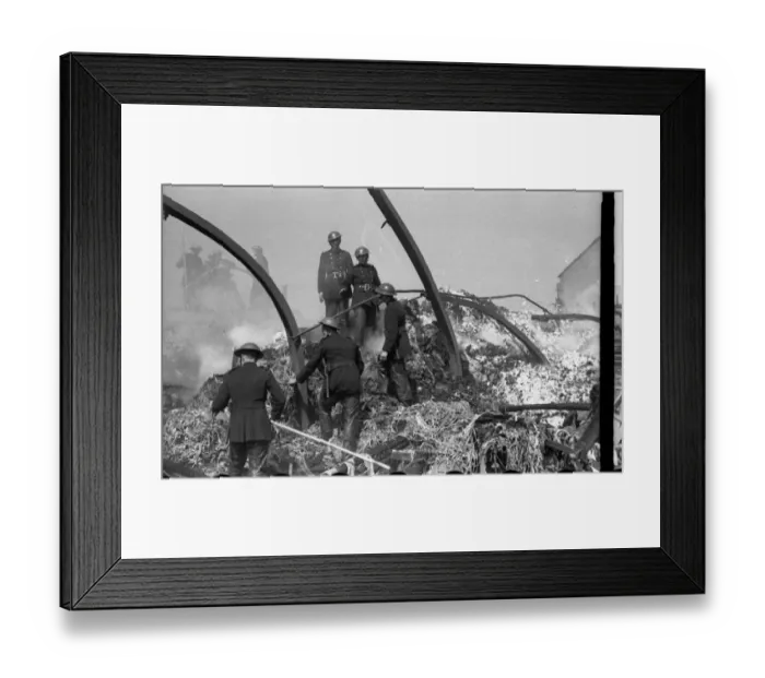 Framed Print : Aftermath of a factory fire, Fire Force Area 34, WW2 Framed Print : Aftermath of a factory fire, Fire Force Area 34, WW2