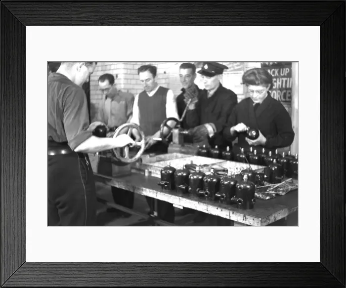 Framed Print : Firefighters doing productive work in lull period, WW2 Framed Print : Firefighters doing productive work in lull period, WW2