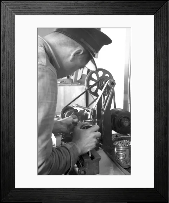 Framed Print : Firefighters doing productive work in lull period, WW2 Framed Print : Firefighters doing productive work in lull period, WW2
