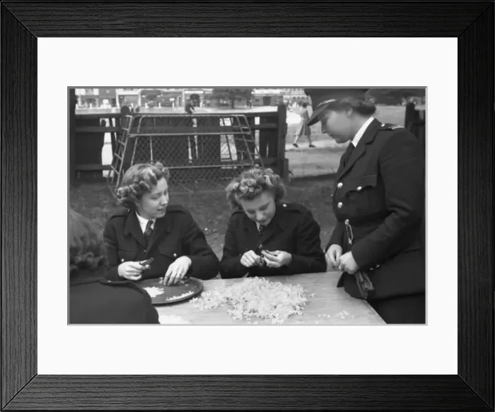 Framed Print : Firefighters doing productive work in lull period, WW2 Framed Print : Firefighters doing productive work in lull period, WW2