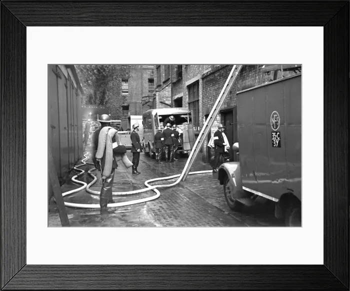 Framed Print : NFS (Salvage Corps) working at a fire Framed Print : NFS (Salvage Corps) working at a fire