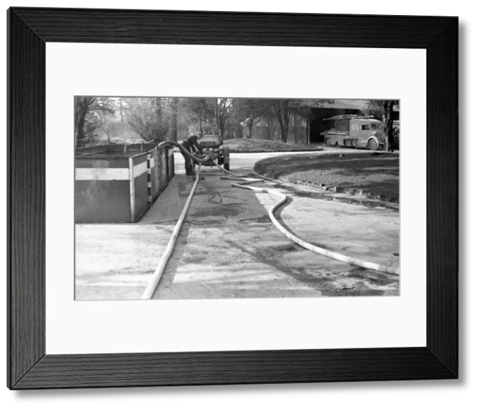Framed Print : NFS (London) fire station pumping exercise, WW2 Framed Print : NFS (London) fire station pumping exercise, WW2