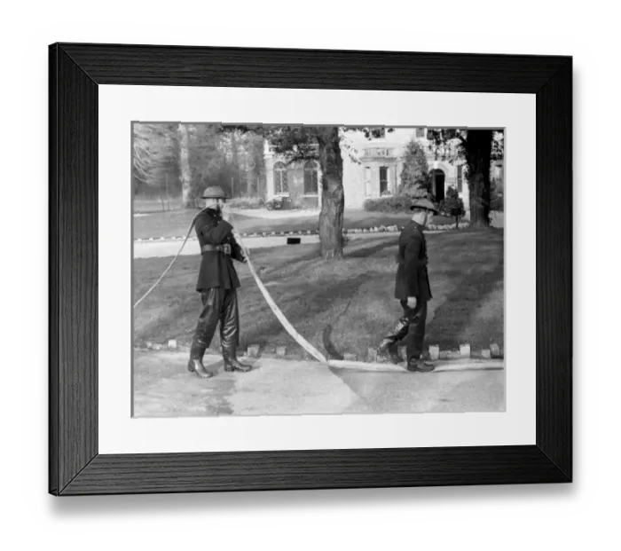 Framed Print : NFS training / instructional photo, use of hose, WW2 Framed Print : NFS training / instructional photo, use of hose, WW2