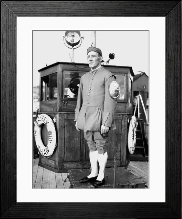 Framed Print : Thames Waterman on Massey Shaw fireboat Framed Print : Thames Waterman on Massey Shaw fireboat