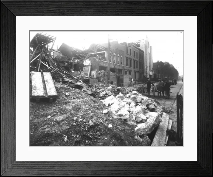 Framed Print : Bomb damage following an air raid, WW2 Framed Print : Bomb damage following an air raid, WW2