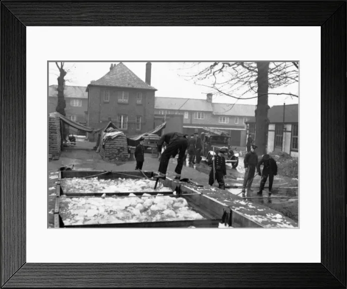 Framed Print : LFB firefighters and winter snows, WW2 Framed Print : LFB firefighters and winter snows, WW2