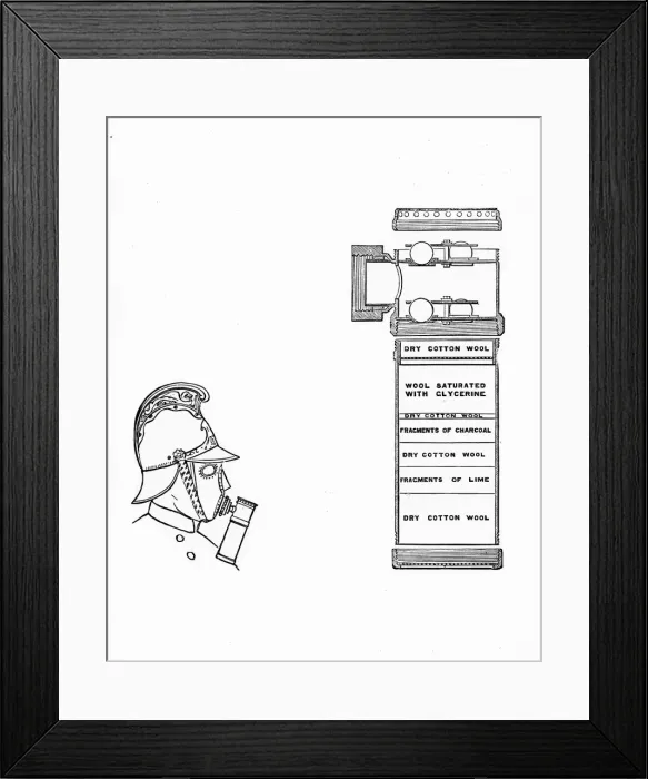 Framed Print : Diagram of a fire brigade respirator Framed Print : Diagram of a fire brigade respirator